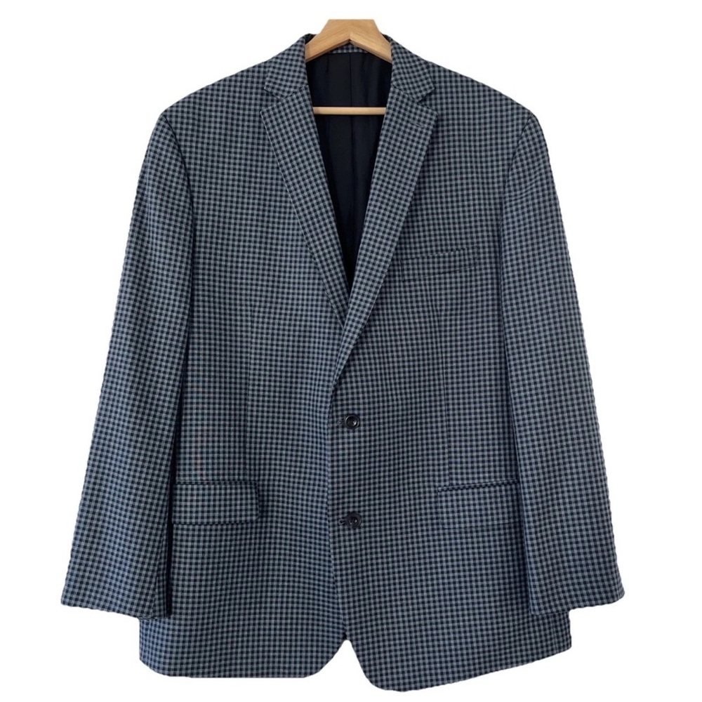 Michael Kors Men’s 48L Blue Check Sport Coat Blazer Jacket 2-Button